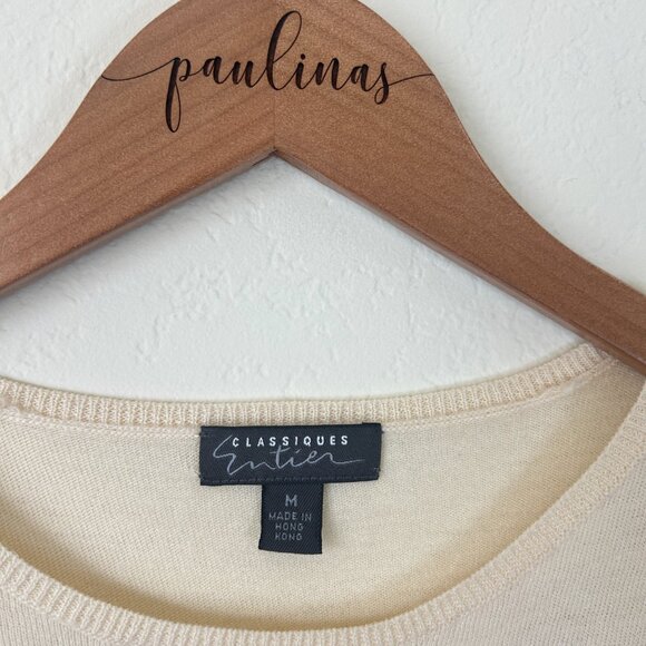 Classiques Entier Sweater Womens Medium Ivory White Wool Embroidered Beaded M - Picture 8 of 8